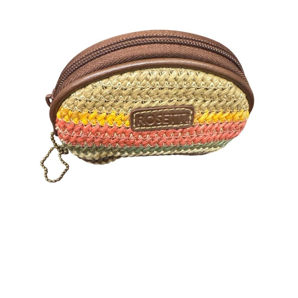 Rosetti Boho Striped Woven Coin Pouch Brown Vinyl Trim - Picture 5 of 5